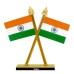 Voila Car Dashboard Indian Flag Cross Design Stand Indian Flag